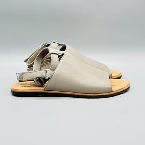 Sorel Sandals Womens 8 Gray Leather Ella Slingback Hook & Loop Mule Flats Shoes